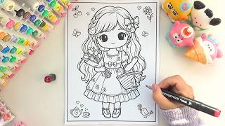 Relaxing Art: Coloring a Cherry Dress Girl 🍒