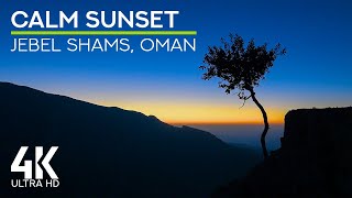 Gentle Sounds of Evening Mountains - Birds Chirping &amp; Wind Sound - 4K Sunset over Jebel Shams, Oman