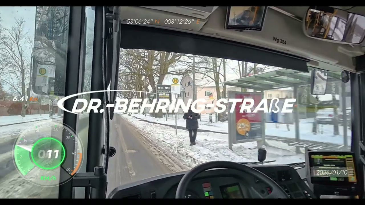 VWG Oldenburg | Linie 320 im Schnee (Cab View) 🚌 Wardenburg ZUH-F ➡️ ZOB-E | XXL Busfahrt