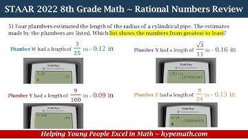2022 STAAR Math ~ 8th Grade (Compare & Order Rational Numbers) Part 2