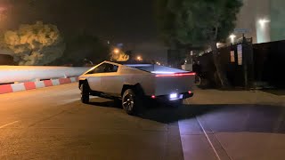 Some driving and acceleration shots of the tesla cybertruck (cybrtrk)
during test rides. walked out by hyperloop where they were doing d...