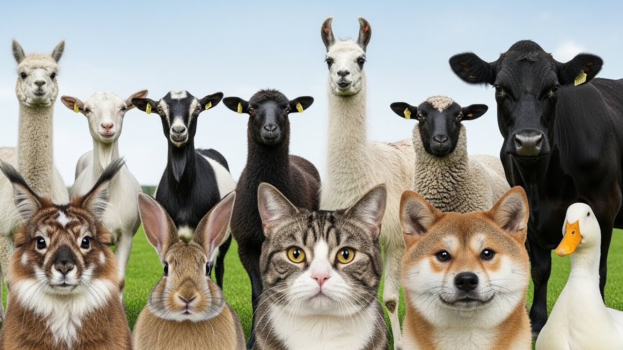 Farm Sounds Video: Goat, Sheep, Cow, Pig, Chicken, Duck, Dog, Cat, Camel