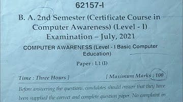 B.A. Second Semester Computer Awareness Question Paper Previous Year  2021 MDU ( Maharshi Dayanand )