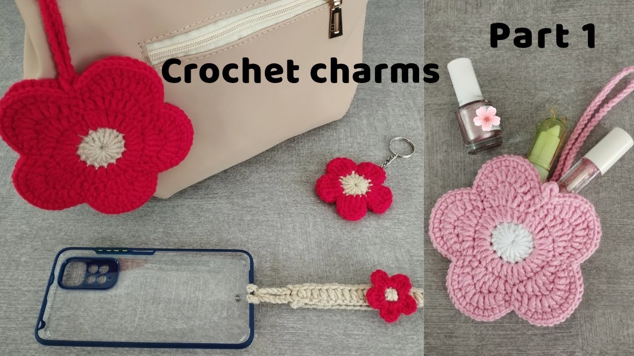 Crochet flower bag charm tutorial | crochet mini flower purse