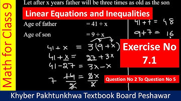 Linear Equation and inequality Part-2 || Mathematics for Class 9 || Exercise 7.1