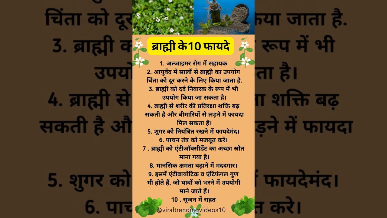 ब्राह्मी के 10 फायदे