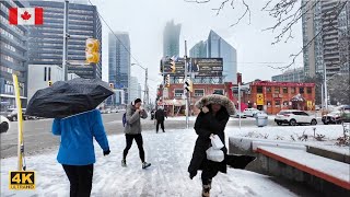 4K🇨🇦 ❄️Toronto Canada Snow Walk Yonge Street in North York | Snowfall January 9 2024 weather