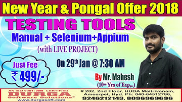 Testing Tools by Mr. Mahesh Demo On 29th Jan @7:30AM At Maitrivanam(HYD) - Offline Batch