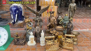 Bàn ủi full đồng 1882, 1900_ tượng Phật đá xưa. Ngày 3/1/2025 #đồcổ #đồđồngxưa