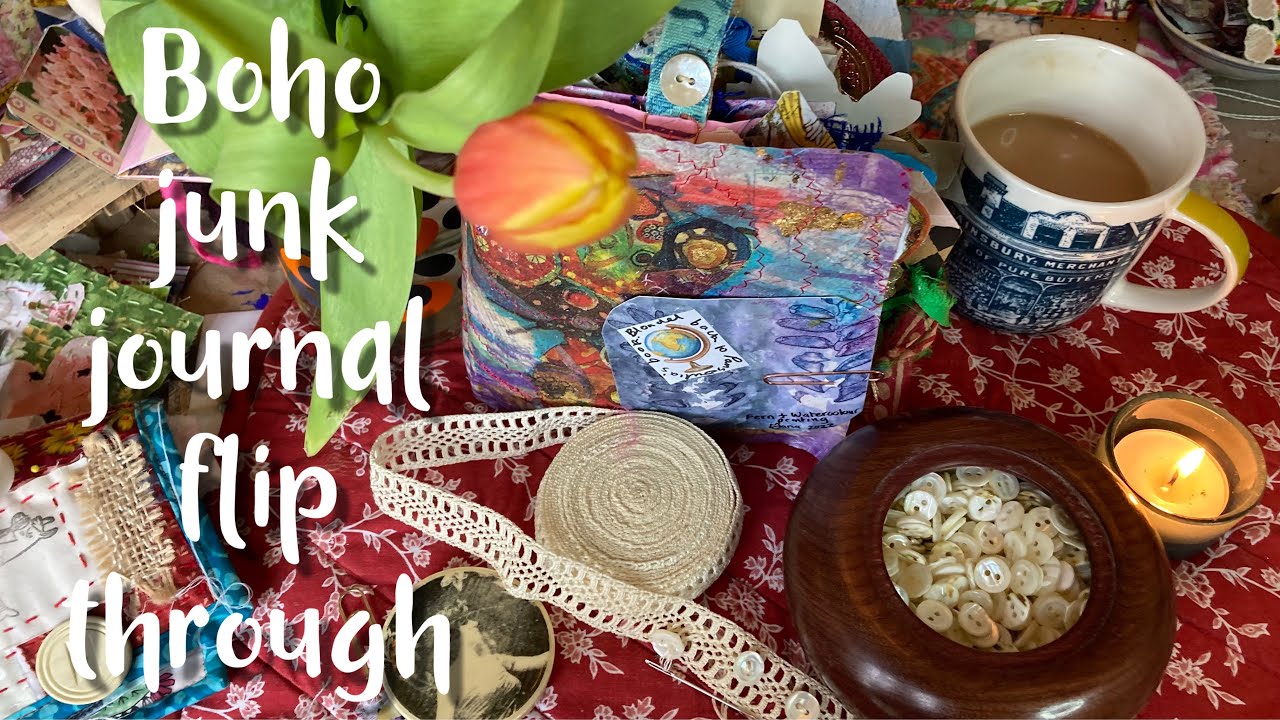 Junk journal ideas flip through Boho style #flipthroughfriday