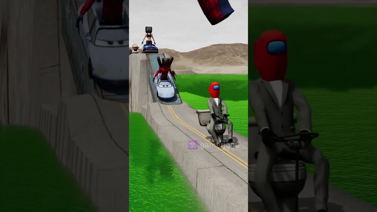 Laughing Limbo: Cars Navigate Containers to Spider-Man's Acid Hand 