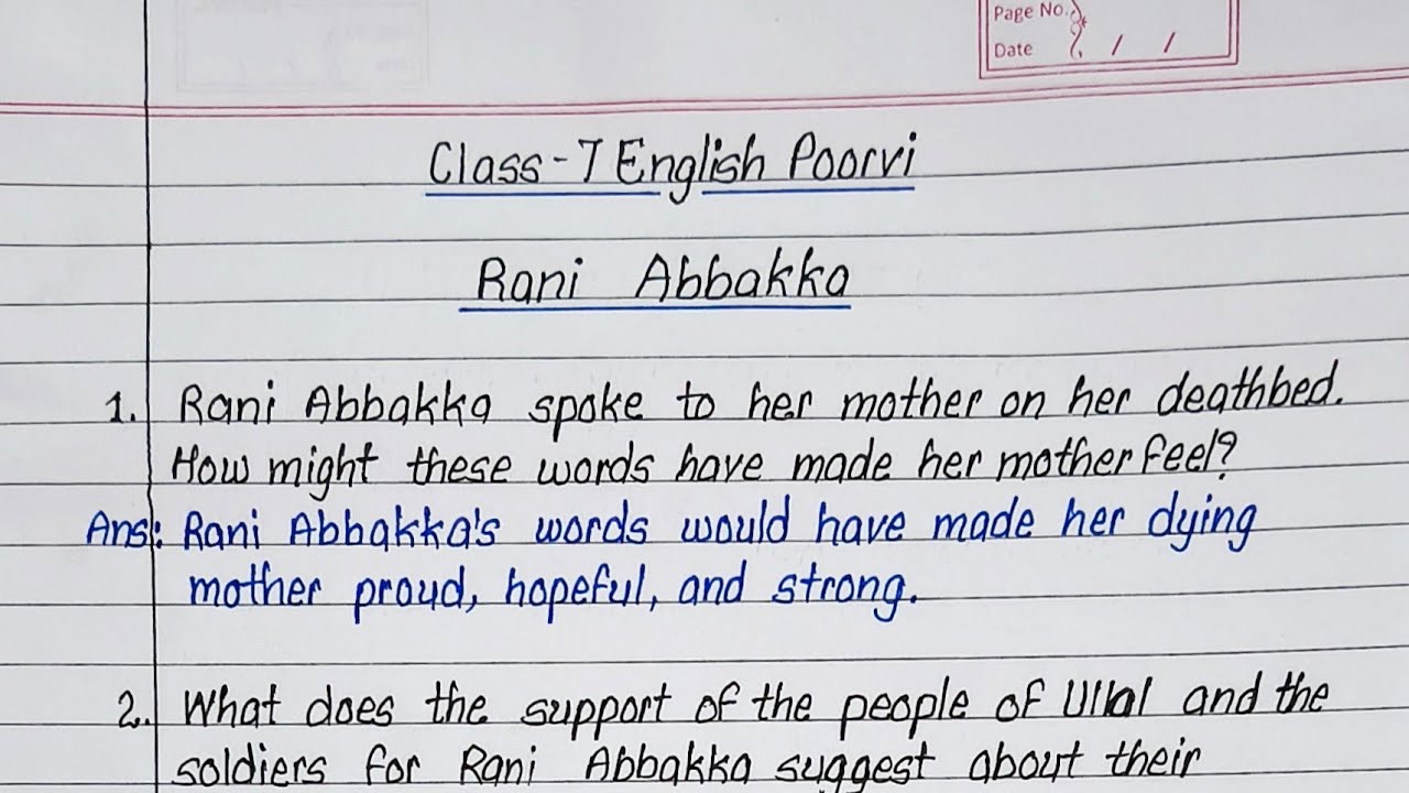 Rani Abbakka class 7 questions and answers | Rani Abbakka question answer |