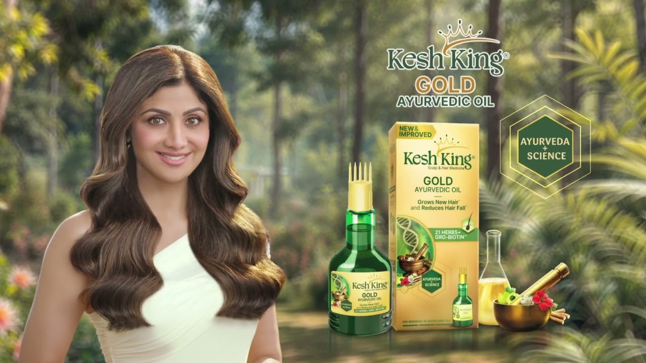 New Kesh King Gold Ayurvedic Hair Oil–Ayurveda + Science with Gro-Biotin | Marathi - 6 sec