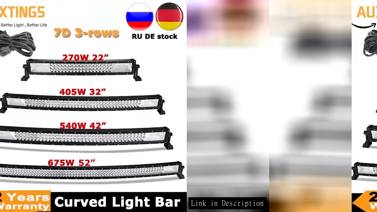 22" 32" 42" 52" 270W 405W 540W 675W Curved LED Light Bar Offroad Led Bar Combo Beam 9v 30v For 4x4 4