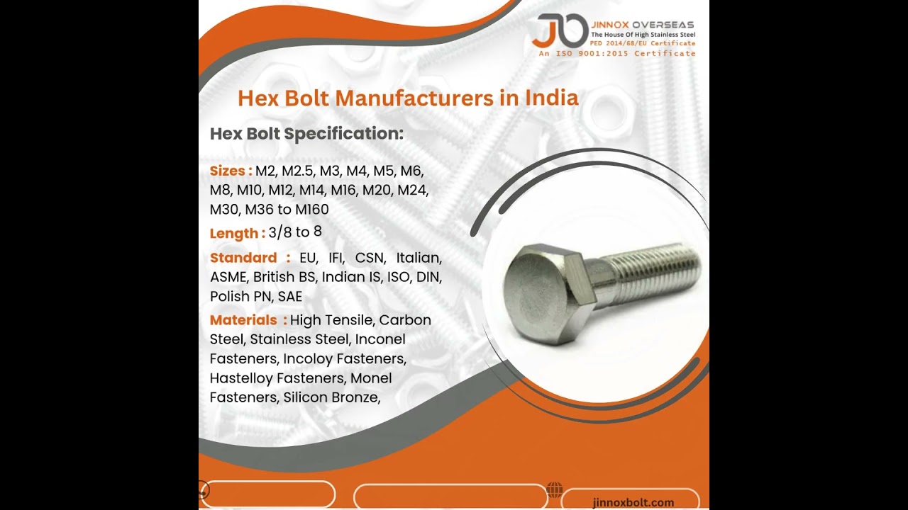 Bolts | Nuts |  Washers | Threaded Rod | Screw | Jinnox Bolt
