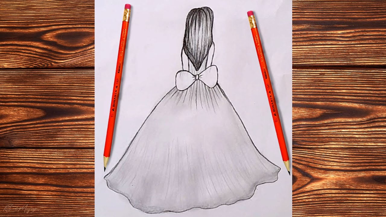 How to Draw a Cute Girl in a Party Dress | Easy Drawing for Beginners