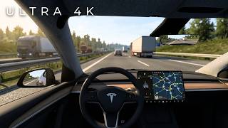 Realist Driving POV | Tesla Model Y   4K Gameplay | EURO TRUCK SIMULATOR 2 2022 Tesla Model Y Euro Truck Simulator 2 Steering Wheel Gameplay