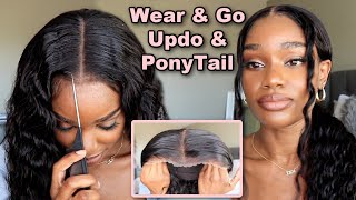 😮 Ready To Wear Pre-Cut Lace Wig In A PONYTAIL and UPDO! NO Glue!?! Feat Hermosa Hair