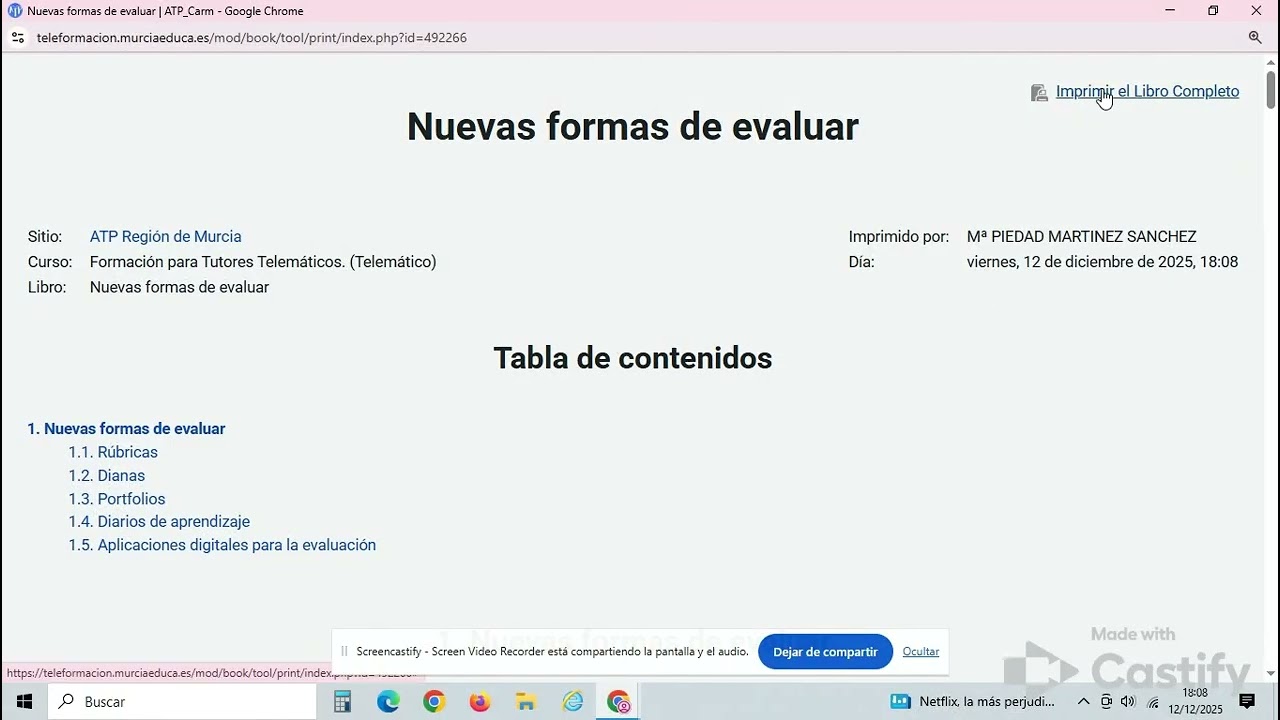 Descargar contenido en pdf de la plataforma de teleformación