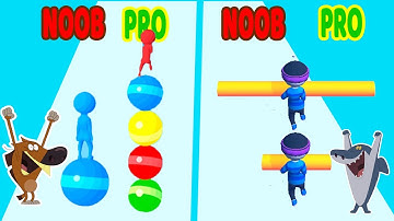 Perfect Level #67 NOOB VS PRO VS HACKER in Roof Rails, Stack Rider -game android ios Zig vs Sharko