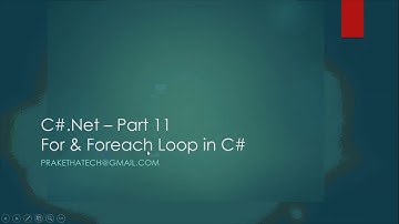C#.Net - Part 11 ,For & Foreach in Malayalam