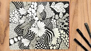 Zentangle Inspired Art | Relaxing Doodle & Line Drawing Tutorial