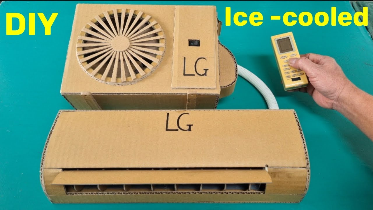 How to make ice-cooled cardboard air conditioner || Works like a real ...