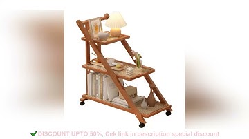 Adjustable End Table with Wheels with 3-Tier Storage Shelves Mobile Side Table Bedside Tab