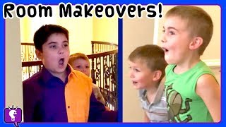 Kids REACT to ROOM MAKEOVERS! HobbyKids Get Their Own NEW Rooms -- DIY Ideas