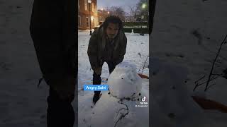 Angry Salvi makes a short fat snowman 🤦🤦🇸🇻🇸🇻🇸🇻 #snow #angrysalvi #nyc #funny #Angry