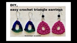 Easy crochet triangle shaped earrings, diy, jewelry making