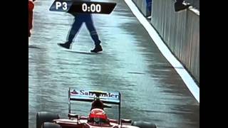 Belgian Grand Prix 2014 - Marshall falls off of pit wall