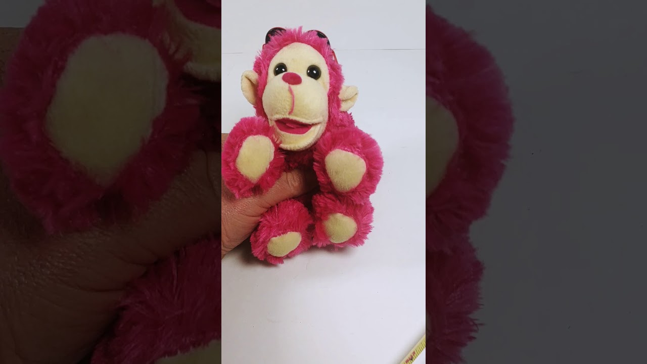Chrisha whistling plush pink monkey with sunglasses.