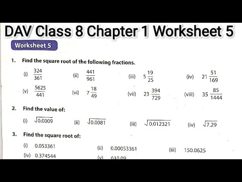 DAV Class 8 chapter 1 worksheet 5 ।। Class 8 chapter 1 worksheet 5 dav ...