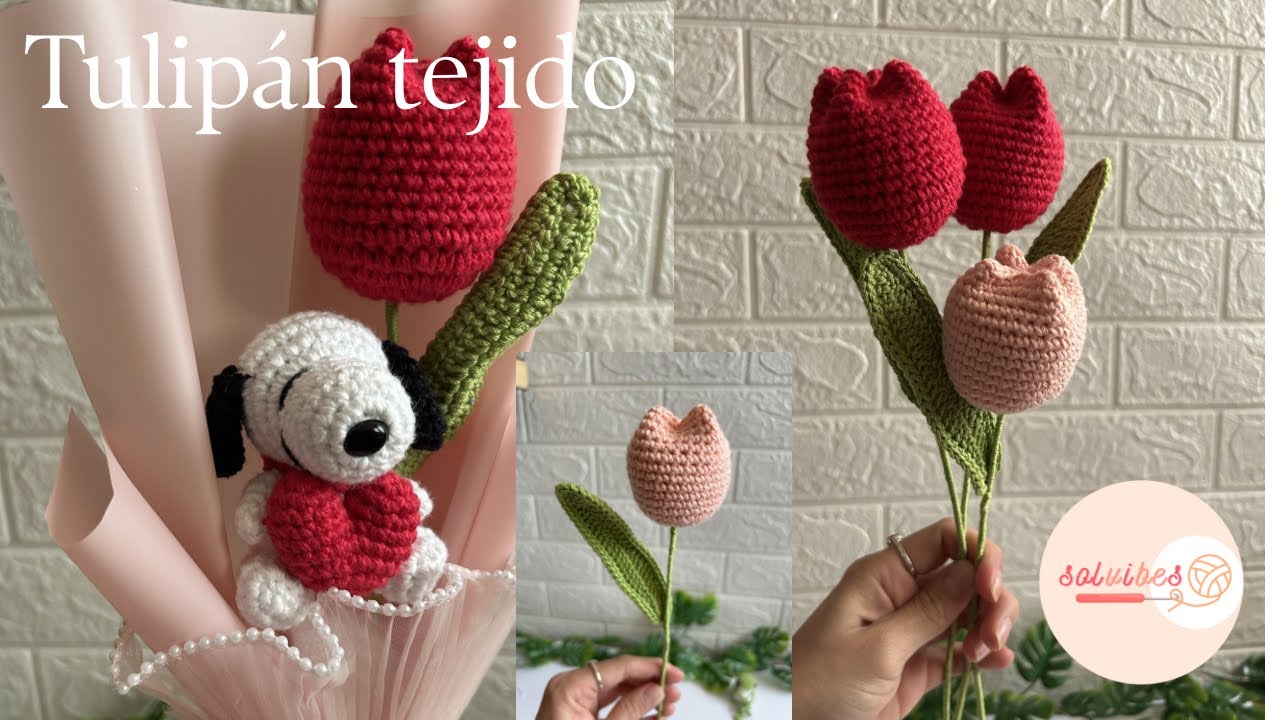 Tulipán tejido a crochet paso a paso 🌷🌷| Ideal para ramos 💐 