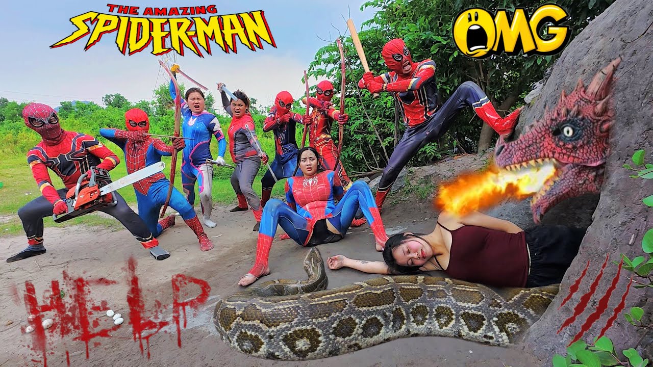 The brave Spider-Man team confronts the ferocious Fire Dragon in a mysterious cave to save the girl.