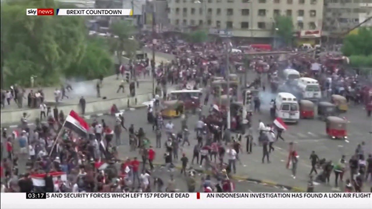 Unrest descends into violence (Iraq) - Sky News - 26th October 2019