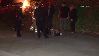 Doordash Driver Pulls Unconscious Woman From Burning Vehicle | Irvine, CA