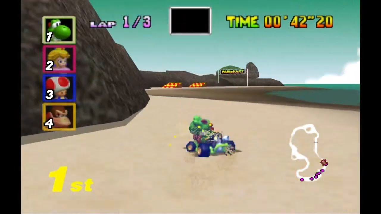 Mario Kart 64 Koopa Troopa Beach 100cc (Yoshi) YouTube