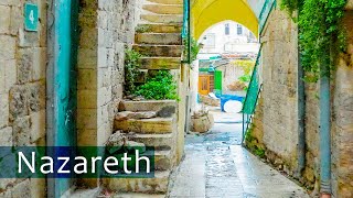 NAZARETH. Old City. Relaxing Walk in The Rain.