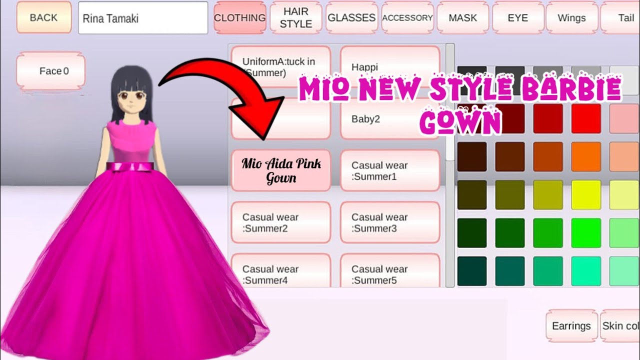 Mio Aida New Style Barbie Gown 💖 | Easy Tutorial | Sakura School Simulator 