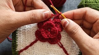 Wow super easy crochet flower|Beautiful Crochet granny square 😻@knittinglov#diy#craft#croche