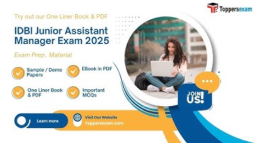 IDBI JUNIOR ASSISTANT MANAGER Mock Test Free | Exam Pattern 2025 | One Liner Book & PDF | MCQs #idbi