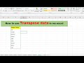 how to transpose data in ms excel II excel short trick II data ko row se column me convert karen