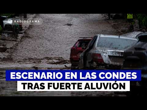 This is how the area affected by the mudslide in Las Condes looks: cars are buried in the mud