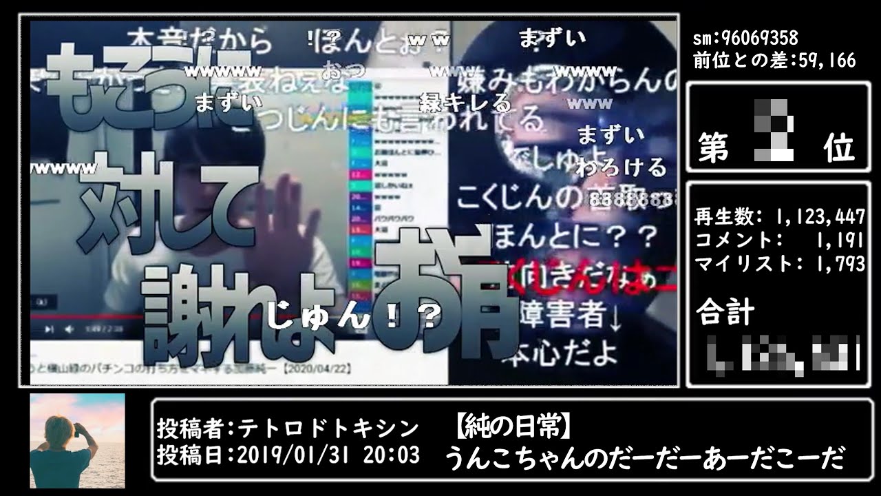 加藤純一/うんこちゃんMAD ランキング動画【ニコニコ動画編】