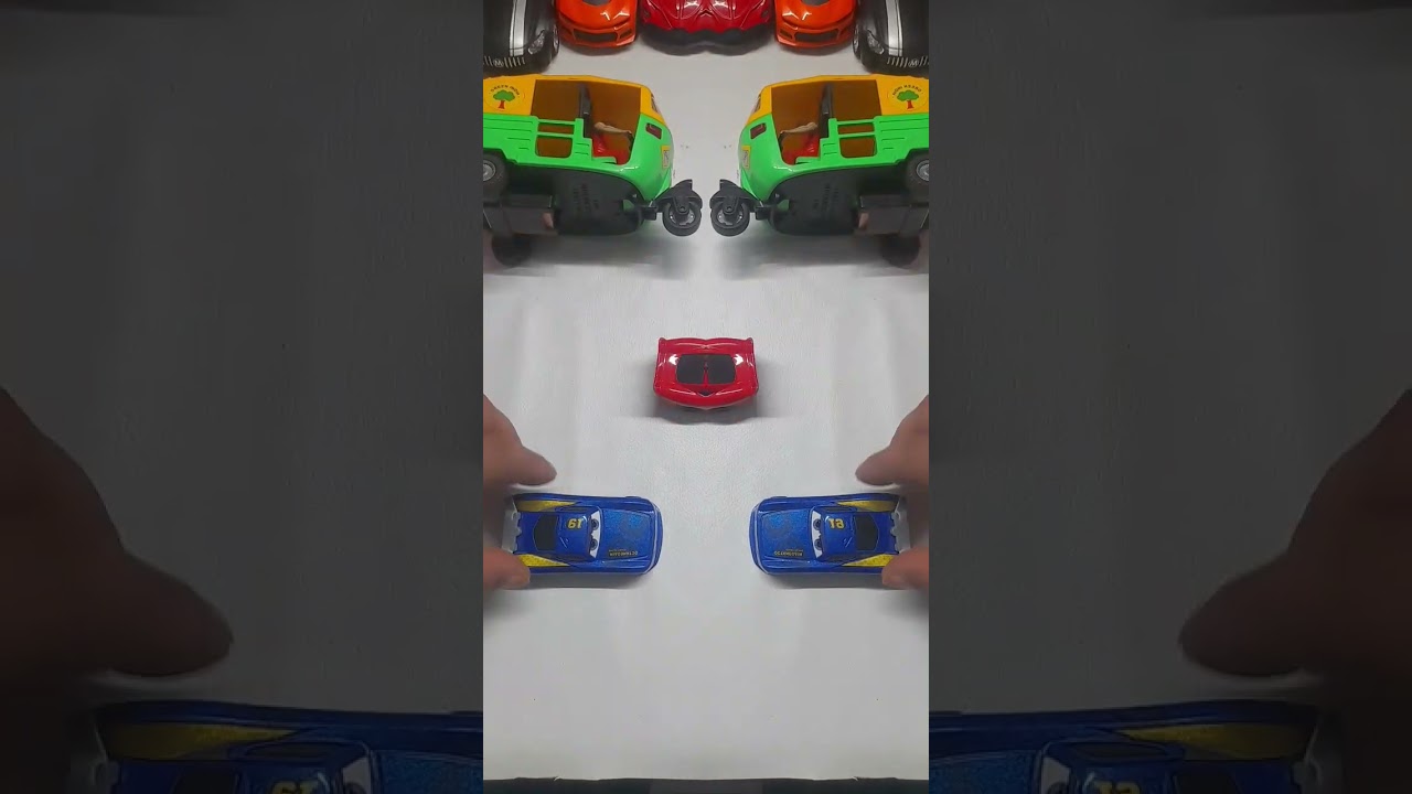 auto Rickshaw 🛺 and mini red blue color McQueen car 