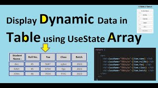 Display  input Type Data in Table with UseState | Spread Operator |  React js |  useState Array