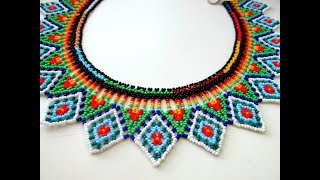 МК. Колье из бисера в технике уичоль. Necklace from beads. Beading.