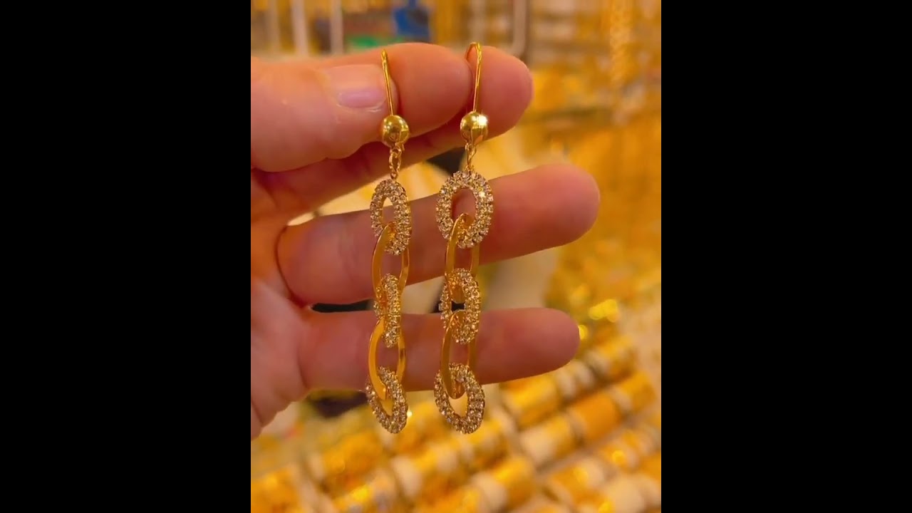 Latest New Hanging Gold Earrings designs 2024 💕| Turkish style Gold Necklace Set 